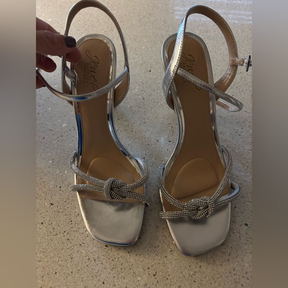 Silver Strappy Heeled Sandals